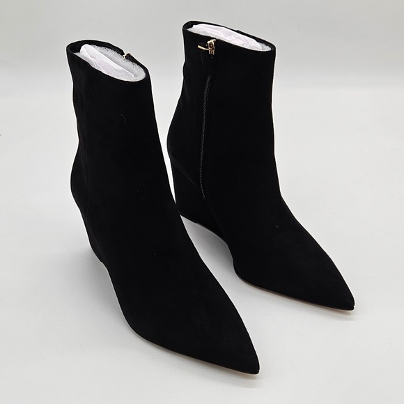 NWT Talbots "Emma" Wedge Suede Boots Black 9.5 - Picture 1 of 10
